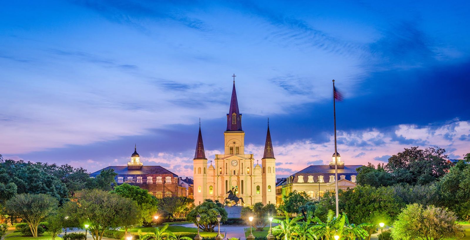 St. Louis Cathedral and Jackson Square at night